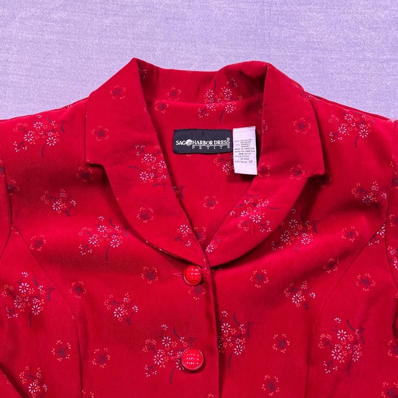 Vintage Harbor Dress Petite Red Floral Blazer‎ & Skirt Set Size 12P - Picture 3 of 11